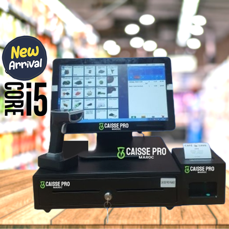 CAISSE ENREGISTREUSE TACTILE I5 + LECTEUR CODE BARRE MINI MARKET MAGASIN PARAPHARMACIE COSMETIQUE PARFUMERIE