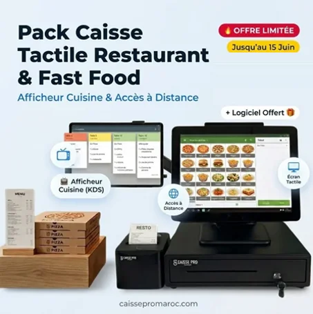 Pack Caisse Tactile Restaurant & Fast Food — Afficheur Cuisine & Accès à Distance au maroc