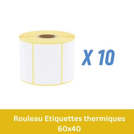 10  Rouleaux de 1000 Étiquettes Thermique autocollant 60 x 40 mm