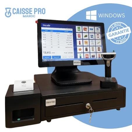 Pack Caisse Enregistreuse Tactile pour Supérette & Commerce - Solution Complète avec Lecteur Code-Barre