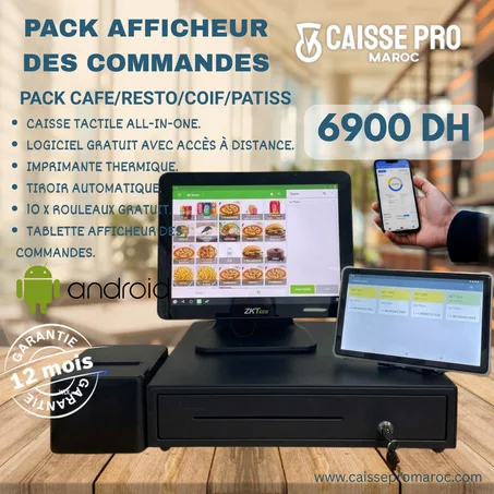 CAISSE ENREGISTREUSE TACTILE I5 NEUVE DE RESTAURANT FAST FOOD PIZZERIA AVEC ACCES A DISTANCE ET AFFICHEUR DE COMMANDE CUISINE