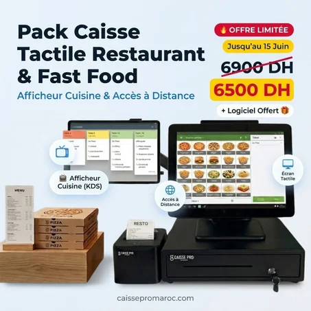Pack Caisse Tactile Restaurant & Fast Food — Afficheur Cuisine & Accès à Distance au maroc