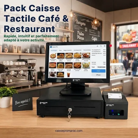 Pack Caisse  Enregistreuse Café & Restaurant – Écran tactile + Tiroir-Caisse + Imprimante Ticket