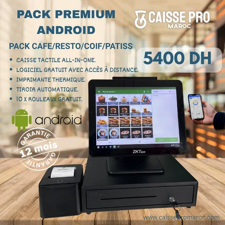 Pack Caisse Enregistreuse Android Pro - Solution Complète pour Cafés, Restaurants et Fast-Foods