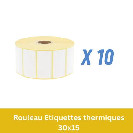 10 Rouleaux 2000 Etiquettes thermiques 30x15