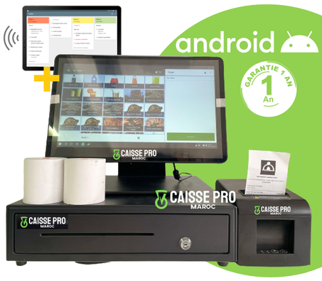 CAISSE ENREGISTREUSE TACTILE I5 NEUVE DE RESTAURANT FAST FOOD PIZZERIA AVEC ACCES A DISTANCE ET AFFICHEUR DE COMMANDE CUISINE