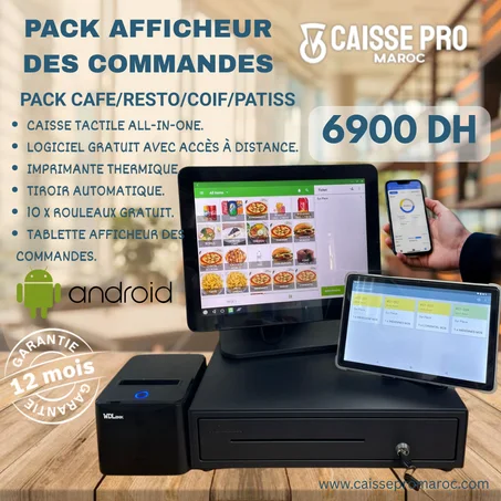CAISSE ENREGISTREUSE TACTILE I5 NEUVE DE RESTAURANT FAST FOOD PIZZERIA AVEC ACCES A DISTANCE ET AFFICHEUR DE COMMANDE CUISINE