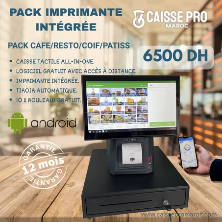 CAISSE ENREGISTREUSE TACTILE I5 IMPRIMANTE INTEGREE CAFE RESTO PATISSERIE CHOCOLATERIE PARFUMERIE COIFFEUR SPA HAMMAM