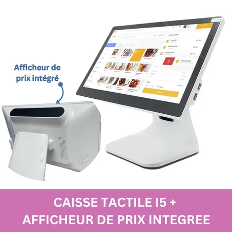 Caisse tactile i5 8 RAM 128 SSD | 15'' pouces afficheur de prix ( VFD ) intégrée avec logiciel