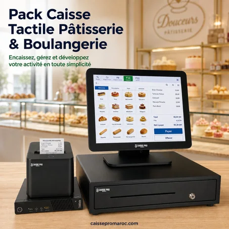 Pack Caisse Enregistreuse séparée Tactile Pâtisserie & Boulangerie – Écran 15,6" + Unité Central + Tiroir-Caisse + Imprimante Ticket