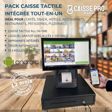 CAISSE ENREGISTREUSE TACTILE I5 IMPRIMANTE INTEGREE CAFE RESTO PATISSERIE CHOCOLATERIE PARFUMERIE COIFFEUR SPA HAMMAM