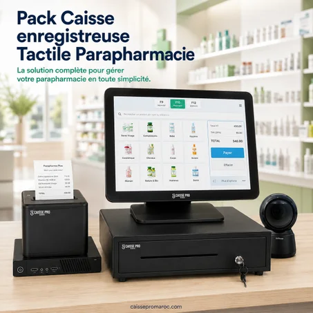 Pack Caisse Enregistreuse Tactile Parapharmacie – Caisse avec Écran Tactile + Scanner + Tiroir-Caisse + Imprimante Reçu