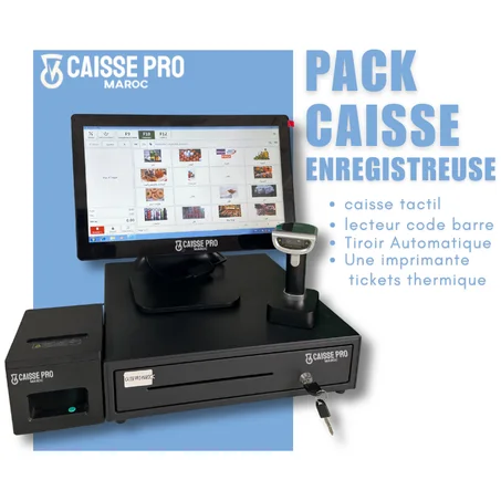 Pack Caisse Enregistreuse Tactile pour Supérette & Commerce - Solution Complète avec Lecteur Code-Barre