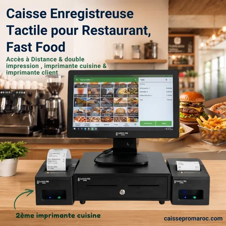 Pack Caisse Enregistreuse Tactile Restaurant + 2eme Imprimante Cuisine – Maroc