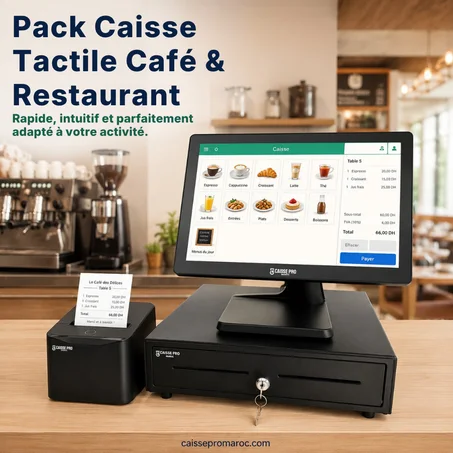 Pack Caisse  Enregistreuse Café & Restaurant – Écran tactile + Tiroir-Caisse + Imprimante Ticket
