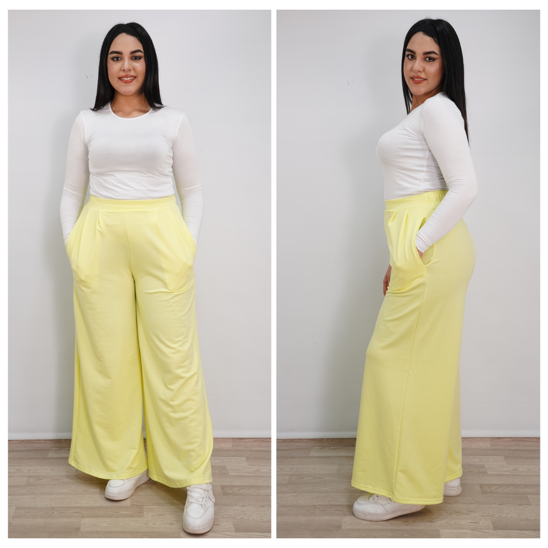 سروال مونطوني واسع بخصر عالي