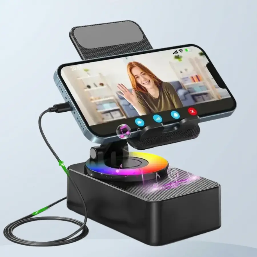 جهاز حامل الجوال، مكبّر الصوت بلوتوث و شاحن متنقل 3 في 1