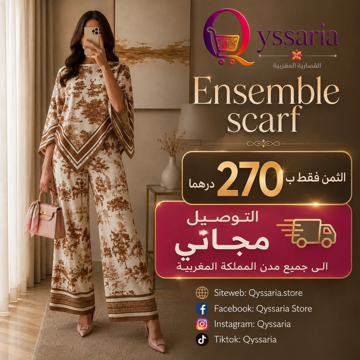 Ensemble scarf femme | طقم صيفي خفيف وثوب مبرد