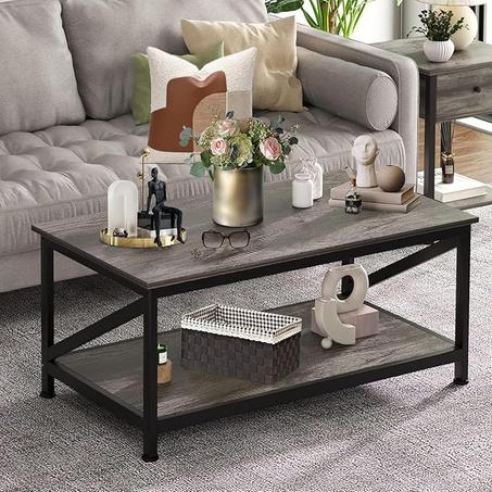 طاولة عصرية مع ارفف تخزين مزدوجة