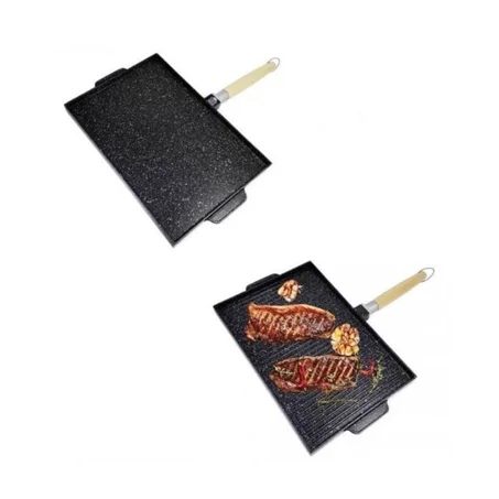 Poêle Double Face,Plaque de gril et plaque chauffante antiadhésive 40.9x27.3x2.8cm صفيحة الشواء وصينية ذات وجهين