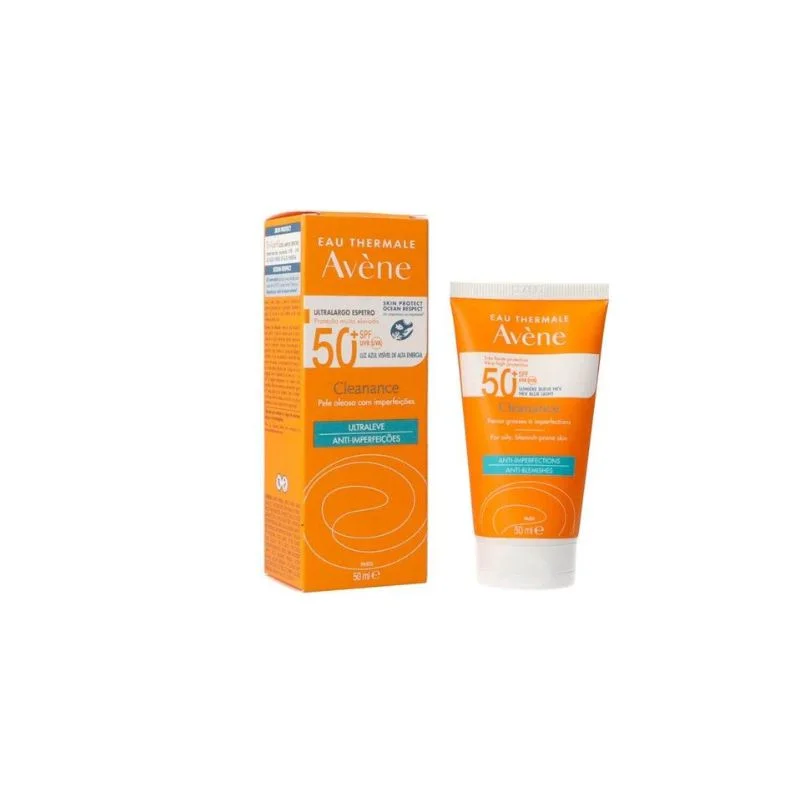 AVÈNE Cleanance Solaire SPF50+ 50ml Très Haute Protection Peaux Grasses Acnéiques Matifiant Anti-Imperfections
