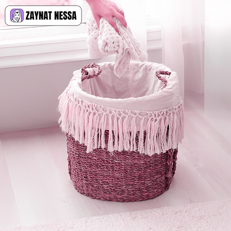 سلة تخزين من القش بتصميم تقليدي– ديكور أنيق ومنظم للمنزل