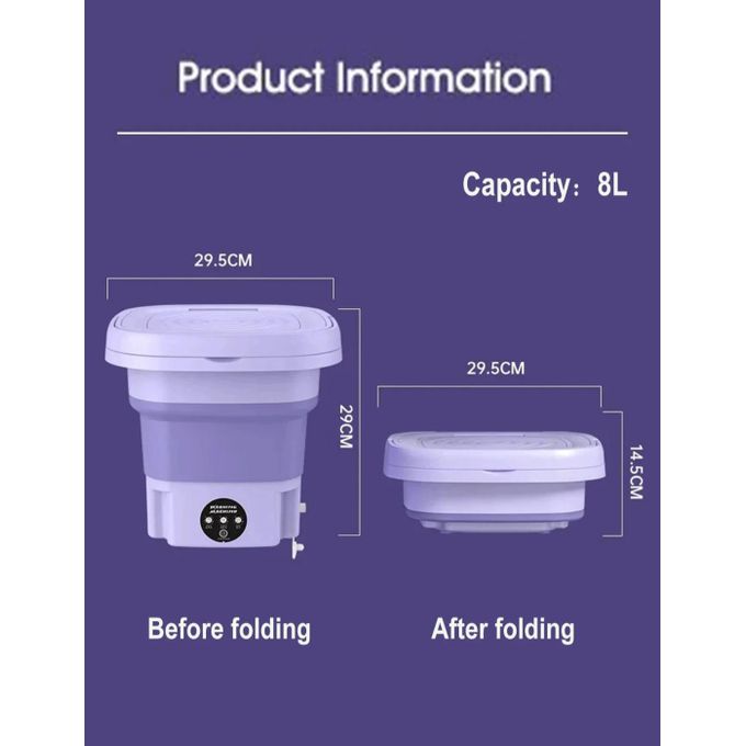غسالة ملابس صغيرة محمولة قابلة للطي سعة 8 لتر (Mini Lave-linge Portable Pliable 8L)
