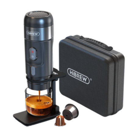 آلة قهوة محمولة HiBREW 12V للسيارة والمنزل | تدعم كبسولات ومسحوق القهوة