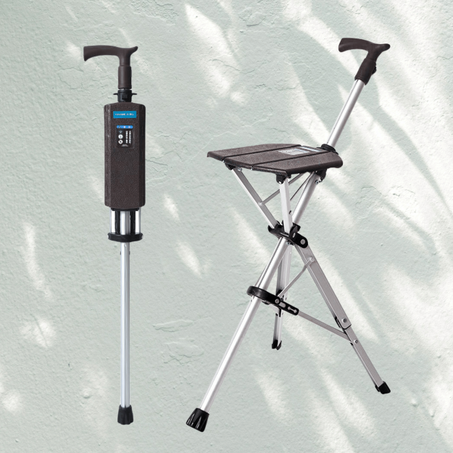 كرسي عصا قابل للطي بلمسة واحدة – راحة متنقلة في متناول يدك