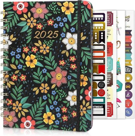 دفتر تخطيط أسبوعي وشهري غير مؤرخ يساعدك في تحديد أهدافك وتحقيقها بأسلوب حياة أكثر سعادة، مع مخطط يومي أكاديمي مخصص لعام 2025 لمدة 12 شهرًا. يشمل أيضًا دفتر مواعيد وأجندة إنتاجية سنوية، مناسب