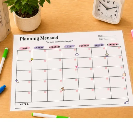 Planner mensuel A3 effaçable