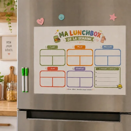 Lunchbox planner design Bento , A3 magnétique et effaçable