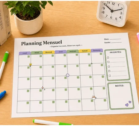 Planning mensuel A3 effaçable