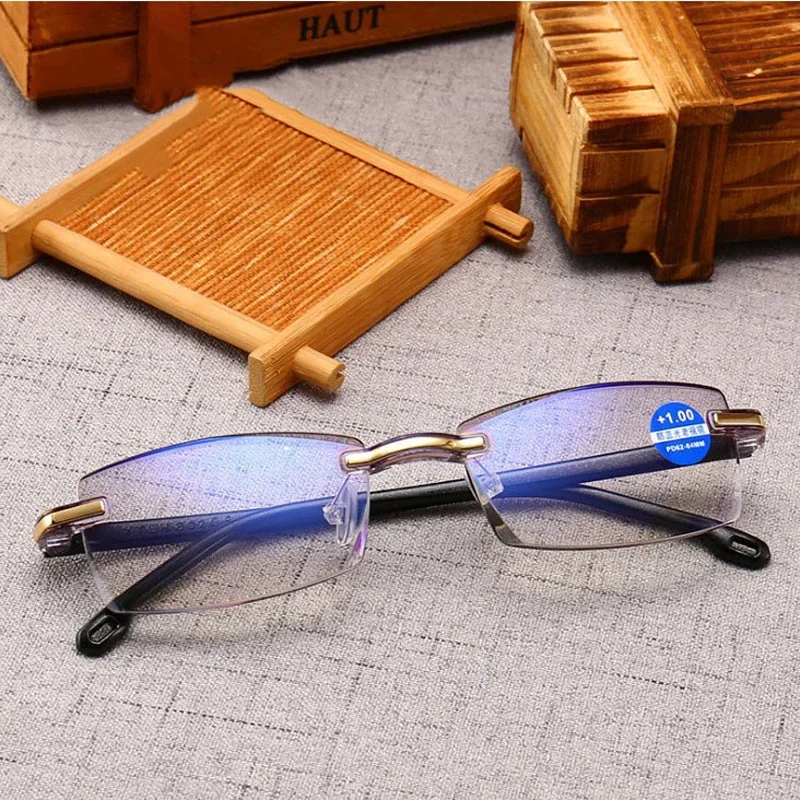 Lunettes De Lecture Sans Cadre En Résine Transparente - Super Légères Pour Hommes, Neuf Avec étui