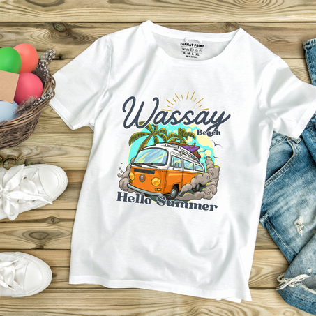 واسـاي ڤايب فـ T-shirt  Wassay Beach – Hello Summer