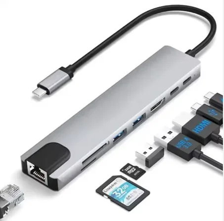 محور USB Type-C 8 في 1 متعدد المنافذ