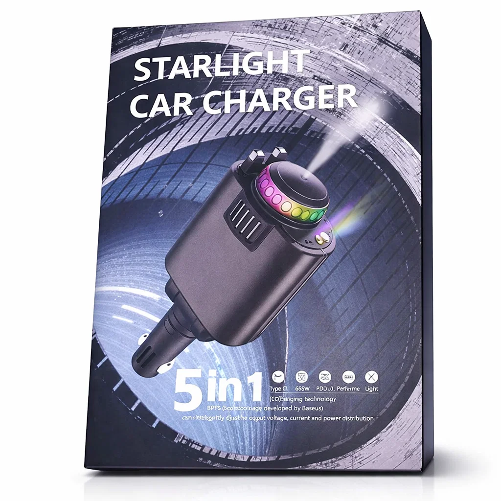 شاحن سيارة متعدد الوظائف Starlight Car Charger 5 in 1