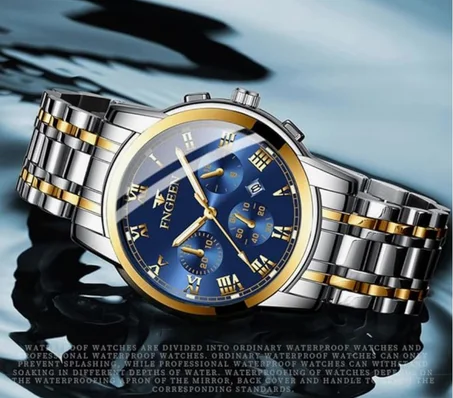 ساعة يد للرجال من اكس سبرينج ، كرونوغراف ستانلس ستيل ساعات فاخرة مقاومة للماء معصم متعددة الوظائف مع مؤشر مضيء رسمية بمينا ارقام ( فضي )