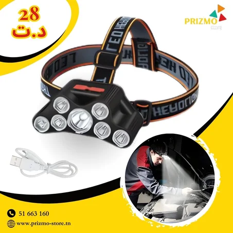 Lampe frontale à 7 LED