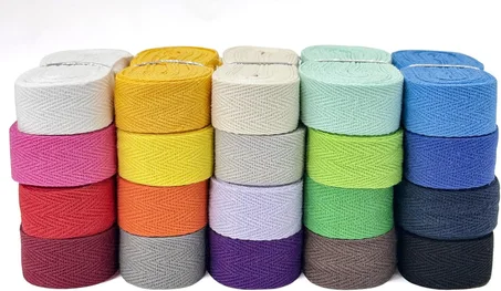 Cinta de Sarga de Algodón – 100 yardas 3/4 pulgadas, 20 colores cintas de tejido tipo espiga para costura, manualidades,corbatas, decoración con bordes sobrehilados, no destiñe, bricolaje, ro