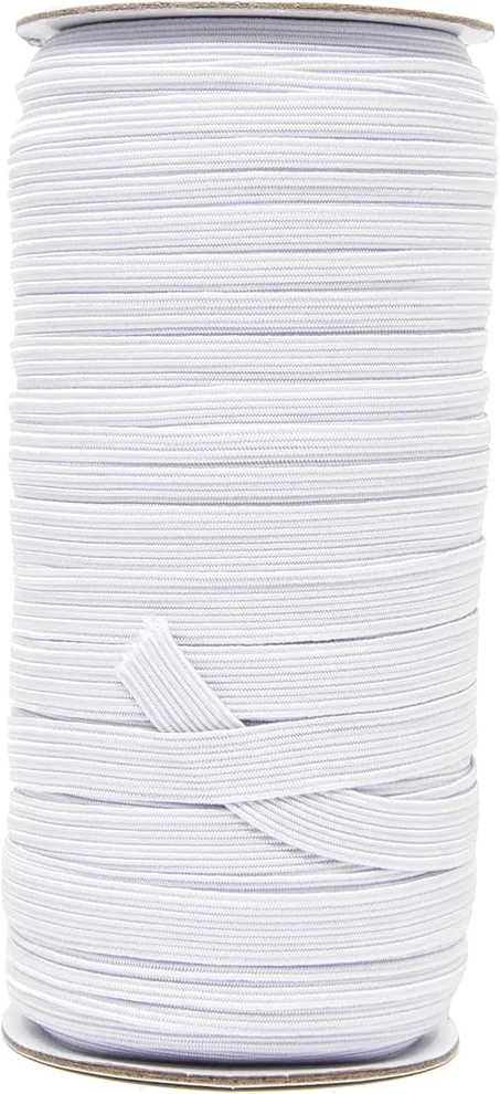 Mandala Crafts - Rollo de 10mm 50 yardas de bandas elásticas blancas para coser - Cordón elástico plano de 3/8 - Bandas elásticas trenzadas de 3/8 pulgadas para manualidades