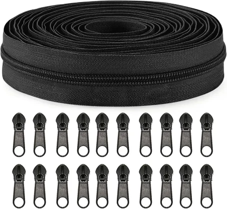 Sawoake Cremalleras de Bobina de Nailon #3 por Yarda a Granel 10 Yardas con 20 Deslizadores de Cremallera para Costura DIY Sastre Manualidades Bolsa Prendas de Vestir Textiles para el Hogar..