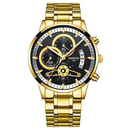 Montre Nibosi 2309-1 luxe Fashion Homme d'affaire Water Prof Couleur Doré