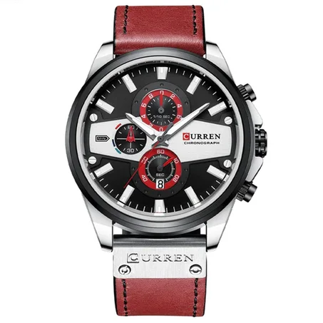 Montre Curren 8394 Hommes Fashion Quartz Date et Chronographe Avec Boite Couleur Rouge