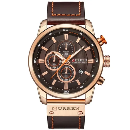 Montre Curren 8291 Hommes Fashion Quartz Date et Chronographe Avec Boite Marron