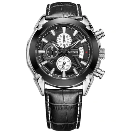 Montre Megir 2020 Luxe Style Hommes D’affaires Résistant à l’eau Noir + Boite