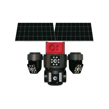 كاميرا مراقبة ذكية بالطاقة الشمسية بثلاث عدسات متحركة 12 mp black
