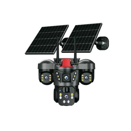 كاميرا مراقبة ذكية بالطاقة الشمسية بثلاث عدسات متحركة 12 mp k