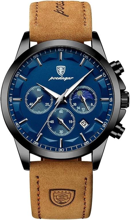 ساعة كوارتز متعددة الوظائف للرجال، مقاومة للماء، حركة أصلية، شاشة مضيئة، مظهر أنيق وعصري 928