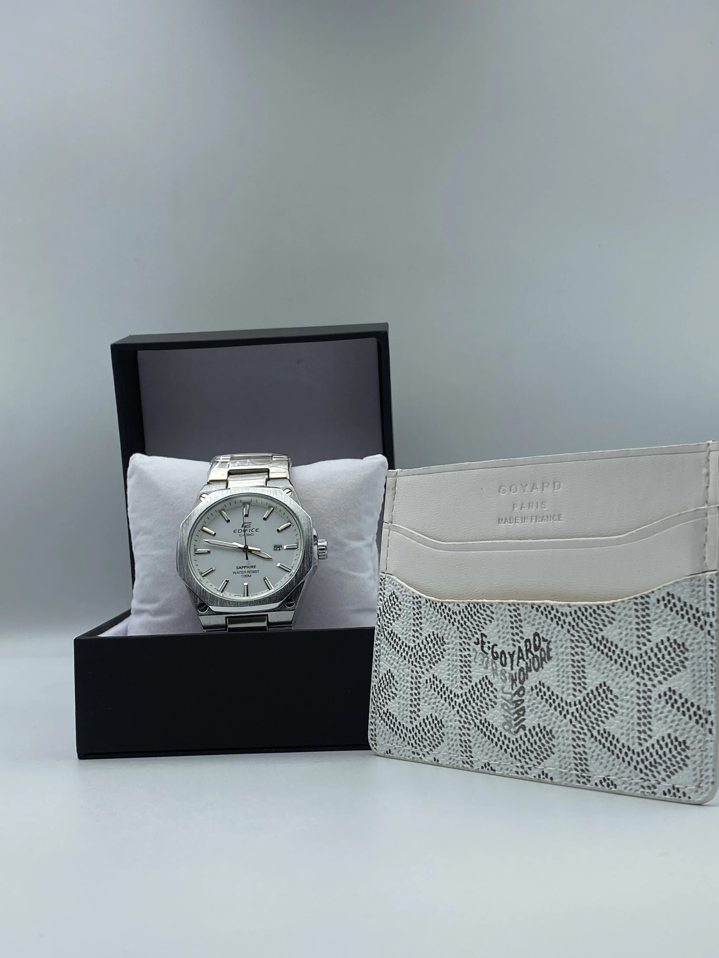 Pack Goyard – Montre Casio & Porte-Cartes Blanc